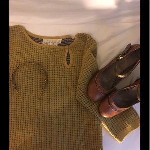 Anthropologie Edie sweater yellow crochet